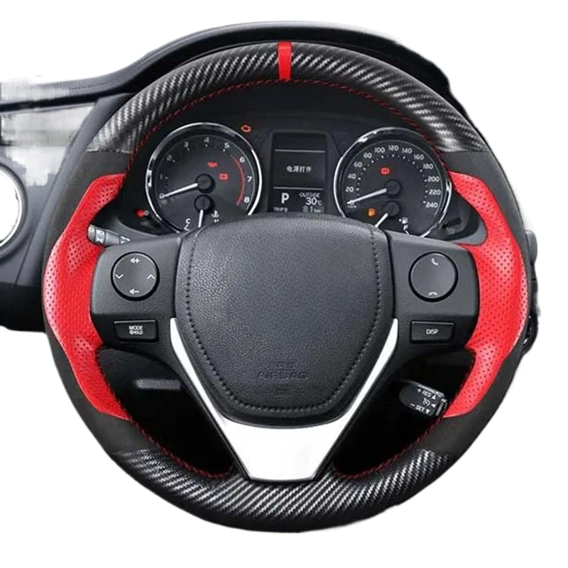 DIY Miękkie, czarne, zamszowe pokrowce na kierownicę samochodową do Toyota RAV4 2013-2019 Corolla 2014-2019 Corolla iM (USA) — zdjęcie 2