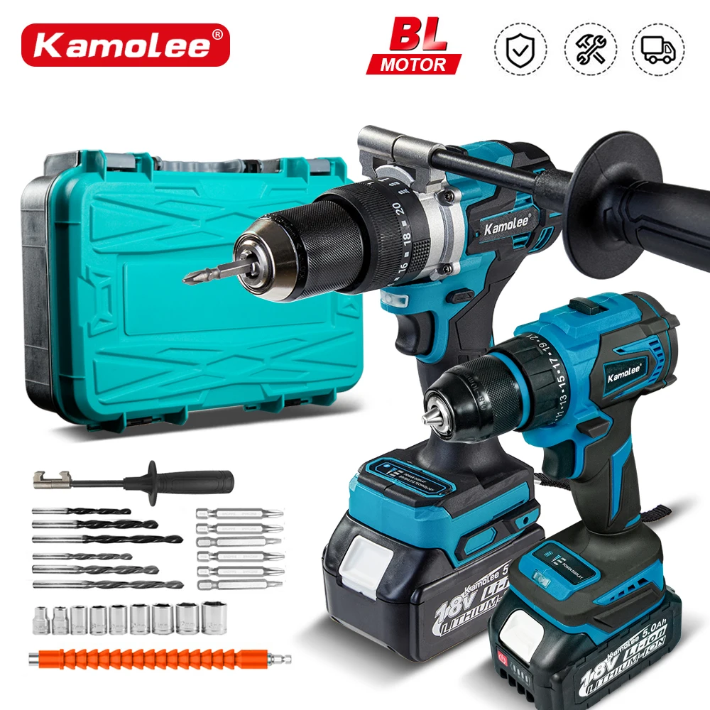 

Kamolee 13MM Brushless Electric Impact Drill Cordless Electric Screwdriver Home DIY Power Tools For Makita 18V Battery