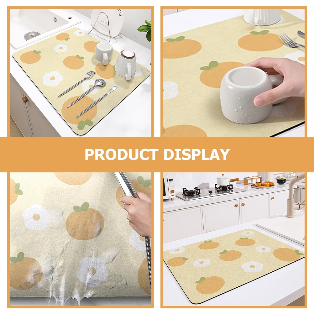 

Dish Drying Mat Kitchen Counter Pad Washable Towels Water Proof Non Slip Absorbent Pads Protect Moisture Dry Clean Bath Sink Mat