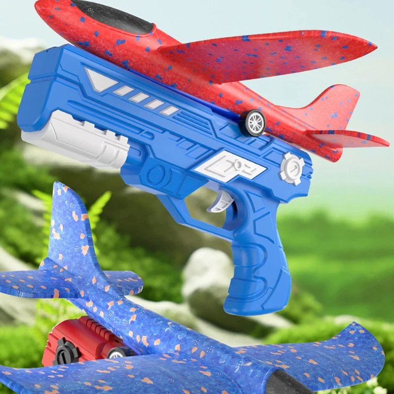 Outdoor Foam  flashing light Ejection Aircraft Toy for Children Parent Child Interactive Flying Foam Plane Game