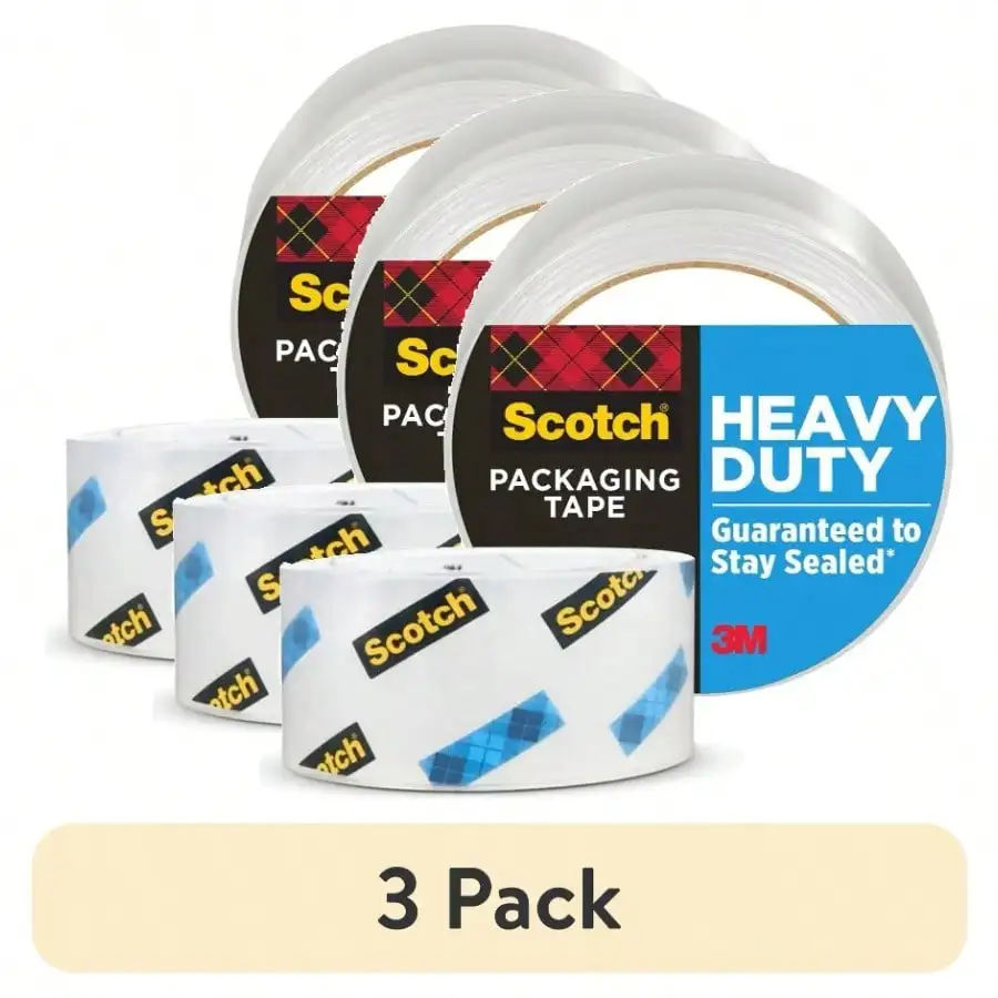 

(3 Pack) Heavy Duty Packaging Tape, 1.88 in x 54.6 yds