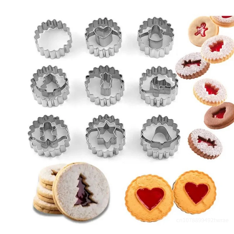 

Jam Biscuit Cake Mold Set Stainless Steel Sugar Cake Mold Christmas Biscuit Mold Mousse Circle Cookie Cutter Baking Accessories