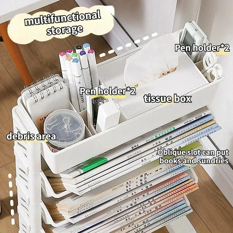 Storage Racks Bookshelves Movable Multi-Layer Shelves Desktop Storage Baskets 5 Layers-A07G