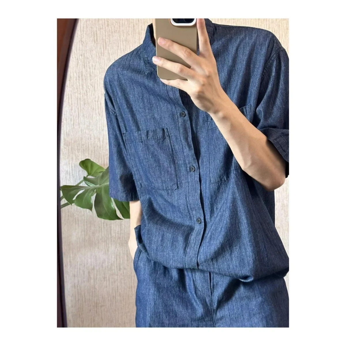 

Summer Thin Denim Set Men Haome Hong Kong Sle Two Piece ort Sve irt orts Five Parts Casual Versatile Polyester ...