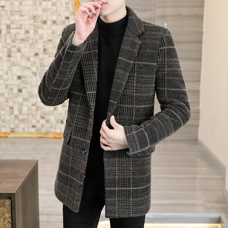 

Stylish And Versatile Mid-Length Checked Chenille With Cotton And Thick Coat High-Quality Autumn And Winter Fashionable