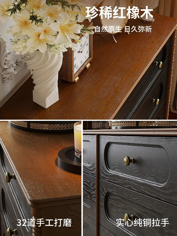 프랑스 복고풍 스타일 단단한 나무 4개의 가슴 캐비닛, 거실 침실 사물함, 가정용 입구 소파 사이드 캐비닛, TV 캐비닛