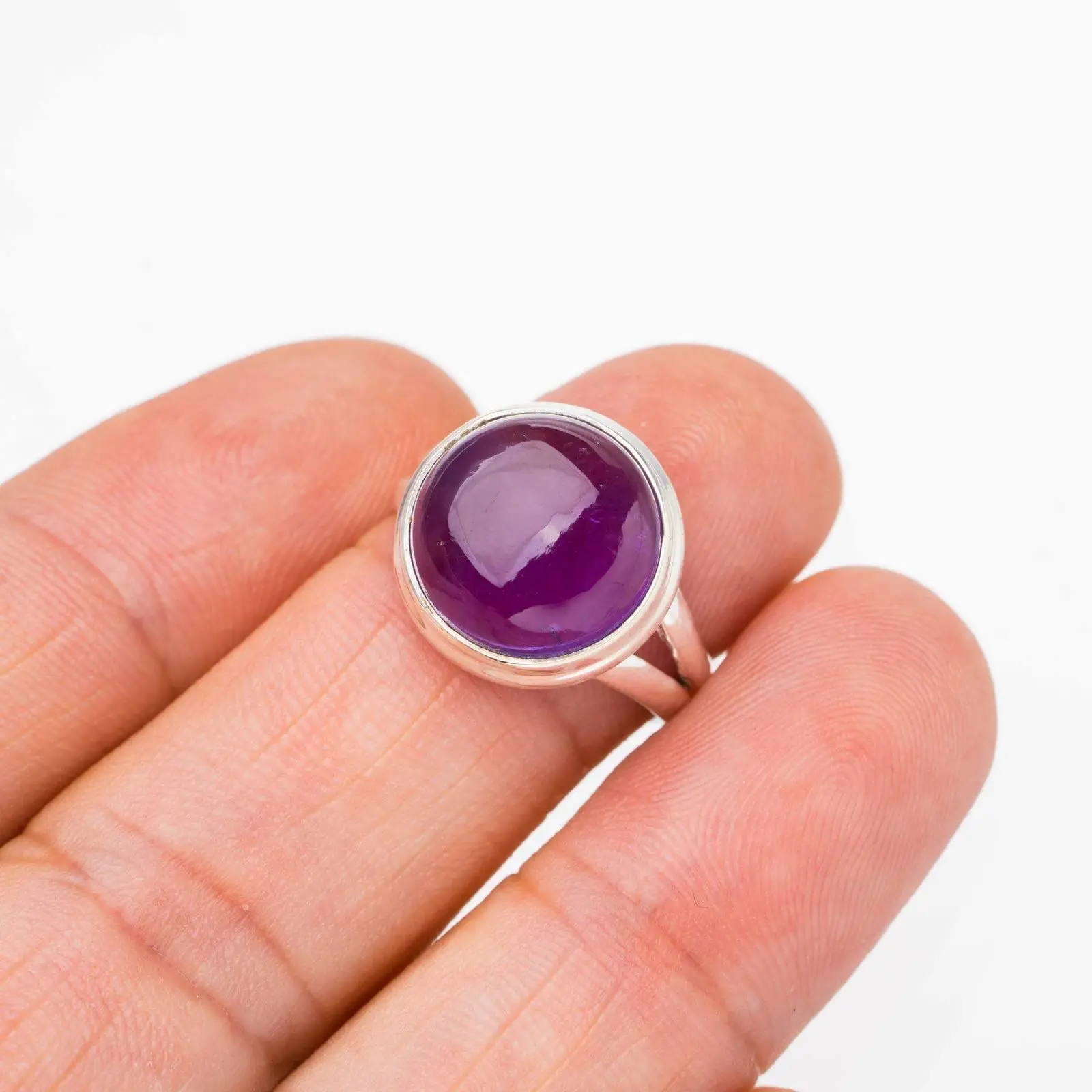 

StarGems® Natural Amethyst Handmade 925 Sterling Silver Ring 6.5 E7030
