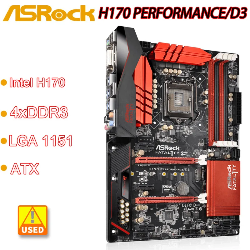 1151 Motherboard ASRock Fatal1ty H170 Performance/D3 Motherboard Intel H170 DDR3 64GB M.2 PCI 3.0 for 7th/6th Gen Intel Core cpu