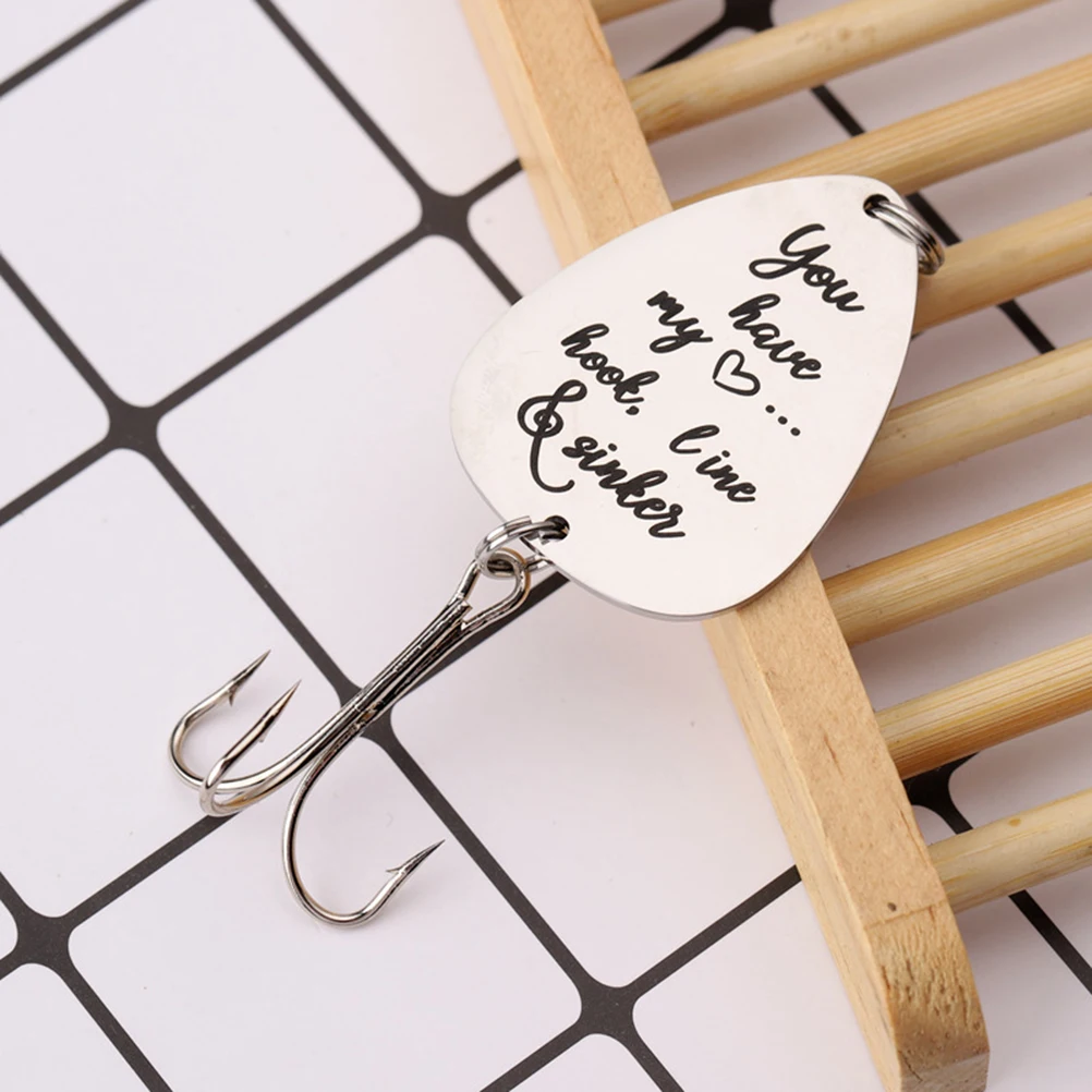 

Guitar Pick Baits Stainless Steel Fishing Lures Reusable Triple Hooks Letter Carve Pattern Eco Friendly Material Practical Use