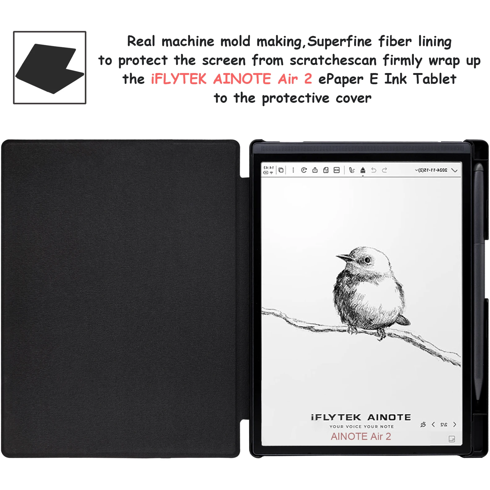 Slimshell Case for 8.2'' iFLYTEK AINOTE Air 2 - Auto Sleep/Wake Leather Folio Cover with Built-in Pen Holder & Magnetic Closure