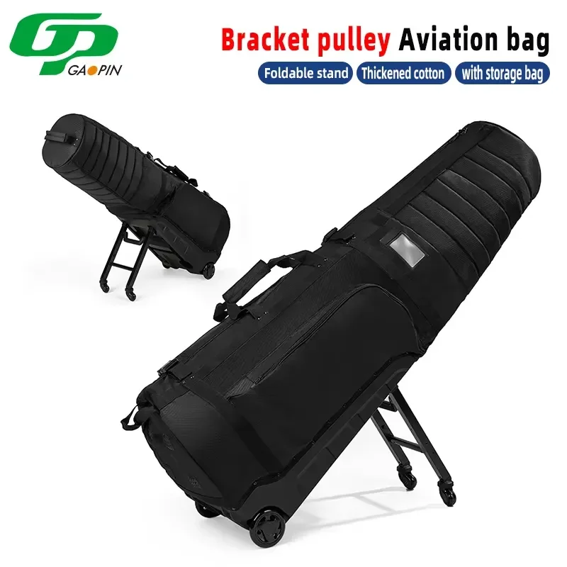 GP Golf Travel Bag Waterproof Nylon Thick Padding Foldable Stand Smooth Wheels Durable Portable Case for Airplane Flight