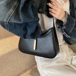 LEFTSIDE PU Leather Retro Underarm Bag for Women 2024 Winter Trend New Fashion Y2K Handbags Females Travel Luxury Shoulder Bags