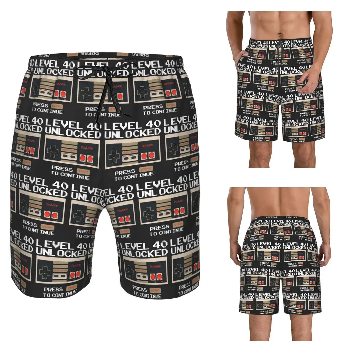 3D Cassette Music Tape Trunks Beach Board Shorts Casual Quick Dry Swim Summer Men Pants
