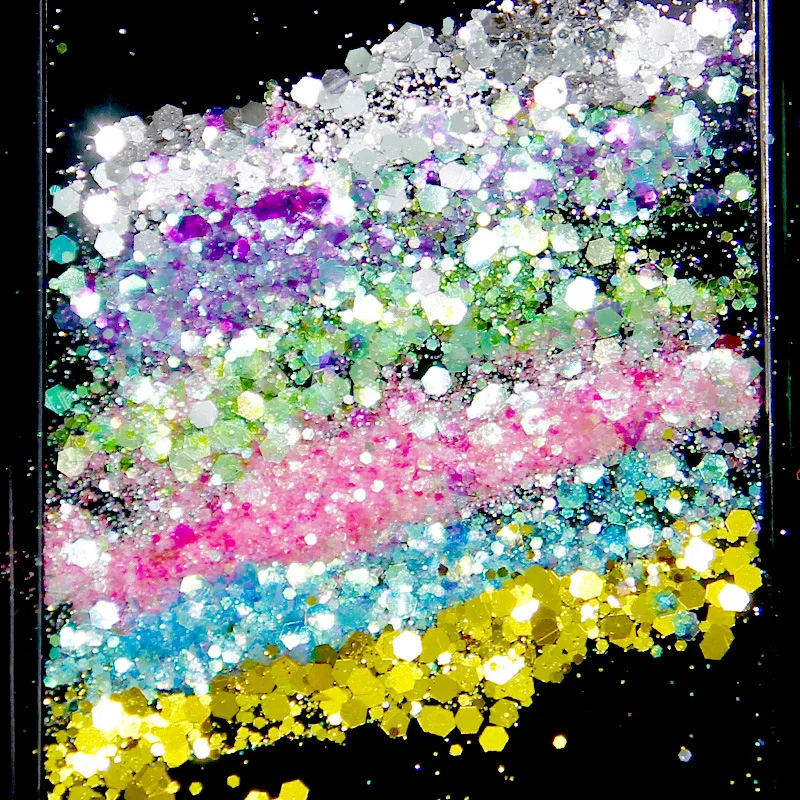 

Colorful gold powder, silver powder, glitter sequins and crystal mud DIY hand-filled decorative materials.