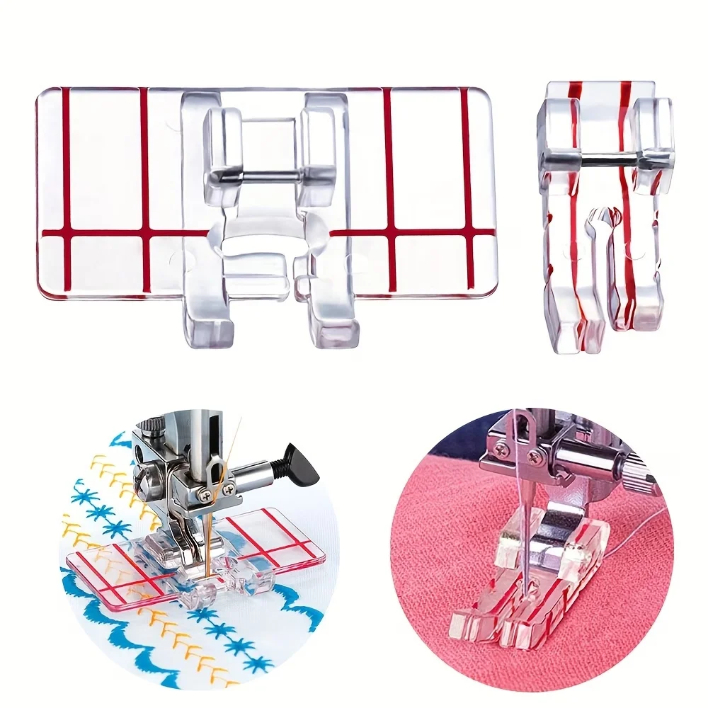 1 PC Transparent Parallel Stitching Guide Presser Foot for Low-Shank Sewing Machines