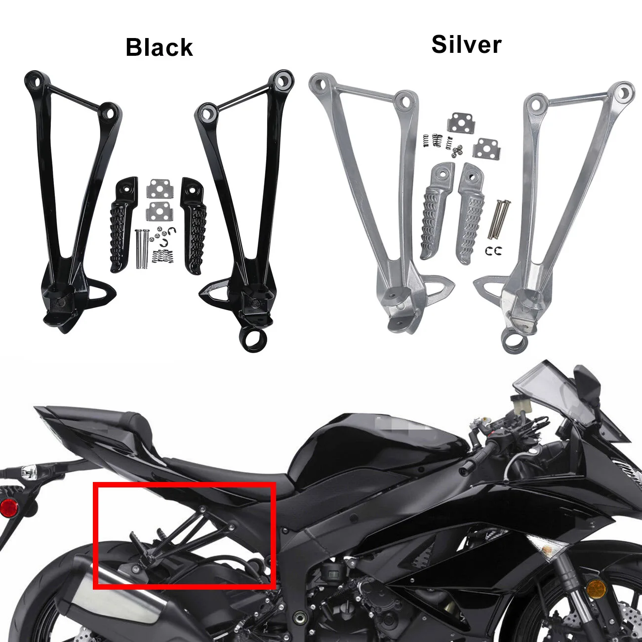 

Rear Footrest Foot Pegs Bracket For Kawasaki Ninja ZX10R 2008-2010 ZX6R 2009-2023 ZX636 2013-2023 Motorcycle