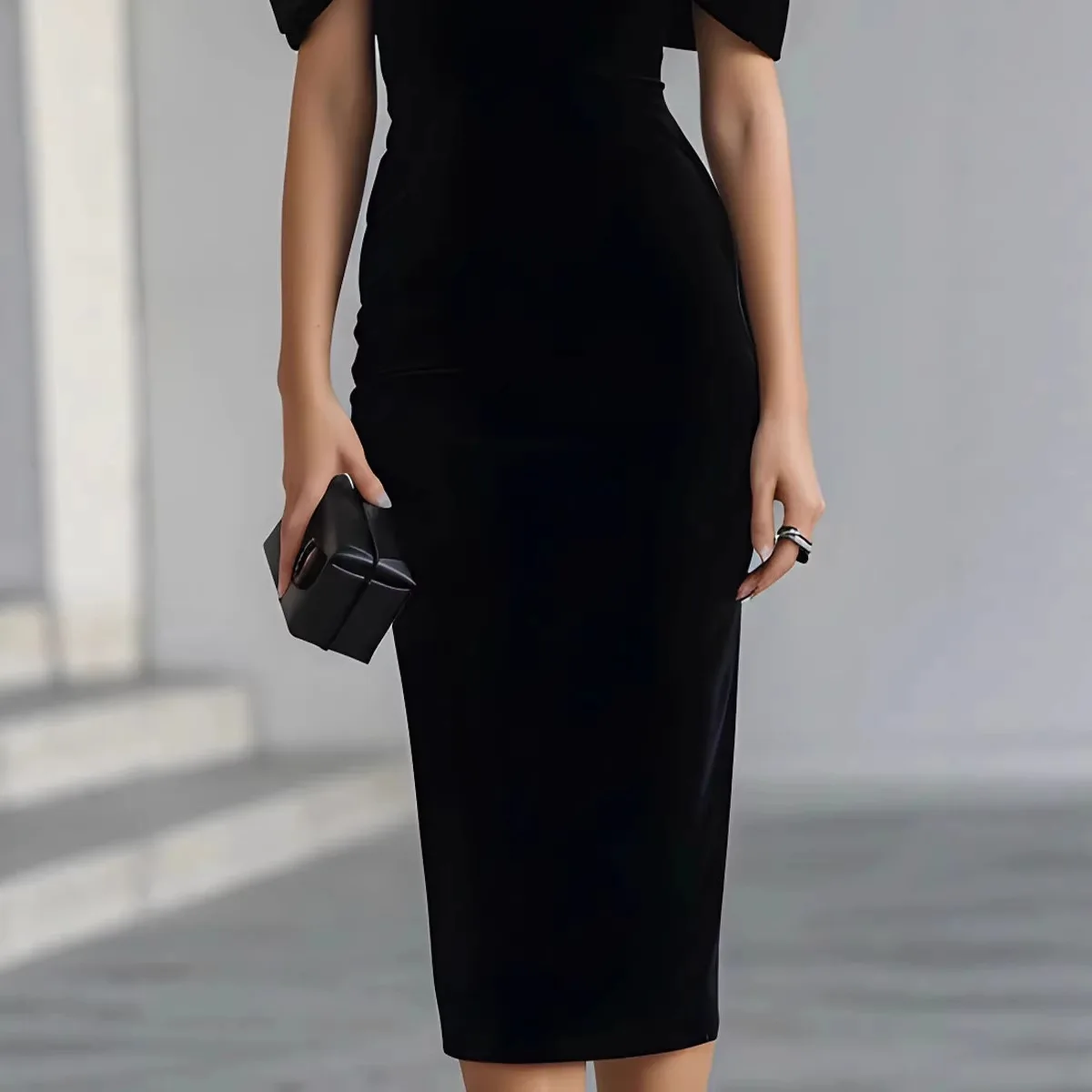 Sukienka balowa z temperamentem dla kobiet, dopasowana, z odkrytymi ramionami, z długim rękawem, gładka, wieczorowa, seksowna, z aksamitu, model 2026