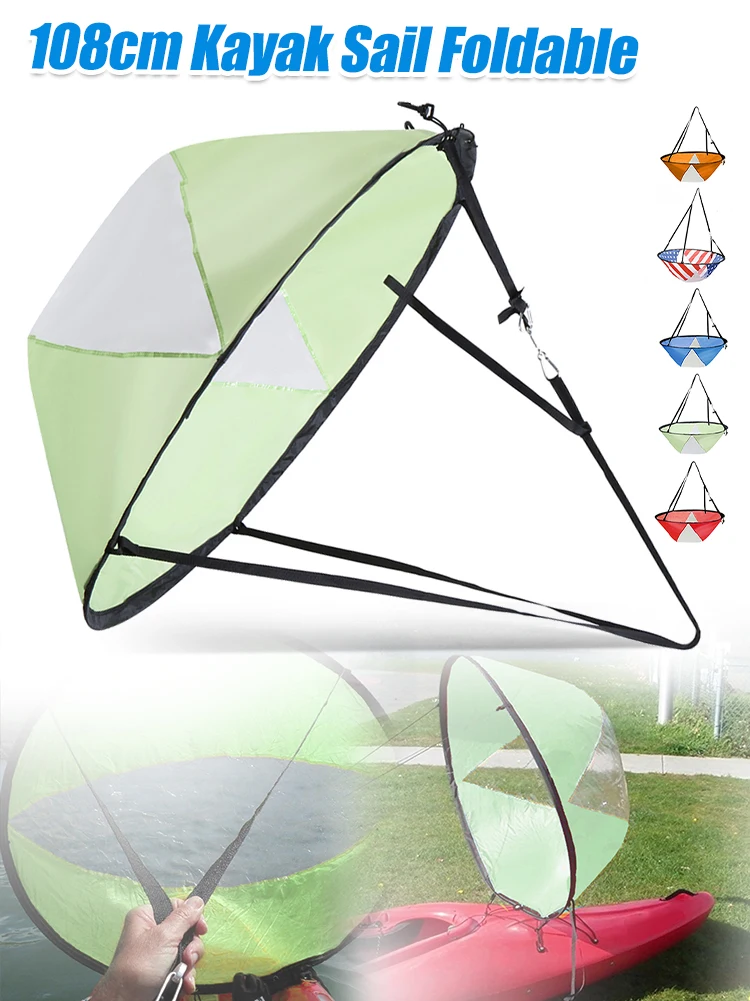 108cm Kayak Sail Foldable Downwind Sail with Clear Window Storage Bag UV Protection Downwind Wind Paddle for Kayak Canoe Boat