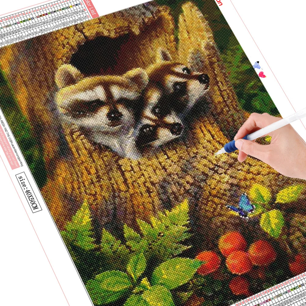 HUACAN 5D DIY Diamond Embroidery Raccoon Full Square New Arrival Diamond Painting Animal Handicraft Mosaic Needlework Home Decor