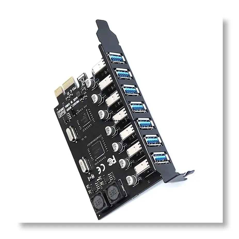 ✤USB 3.0 PCI Express Adapter PCI E to 7 Ports USB 3 Expansion Adapter Card USB3 PCIe PCI-E X1 Controller Converter(VIA)