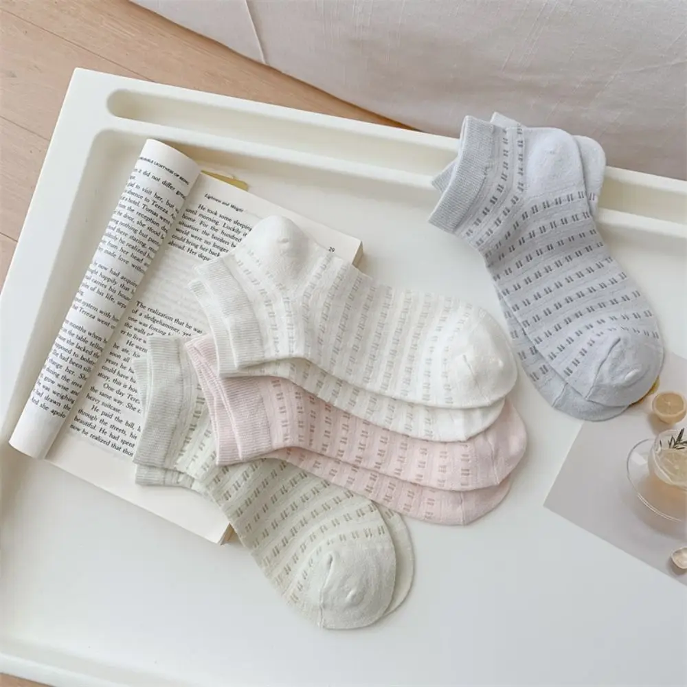 6Pairs Soft Simple Mesh Hole Socks Sweet Breathable Solid Tube Socks Ins Style Female Hosiery Socks Women Girl