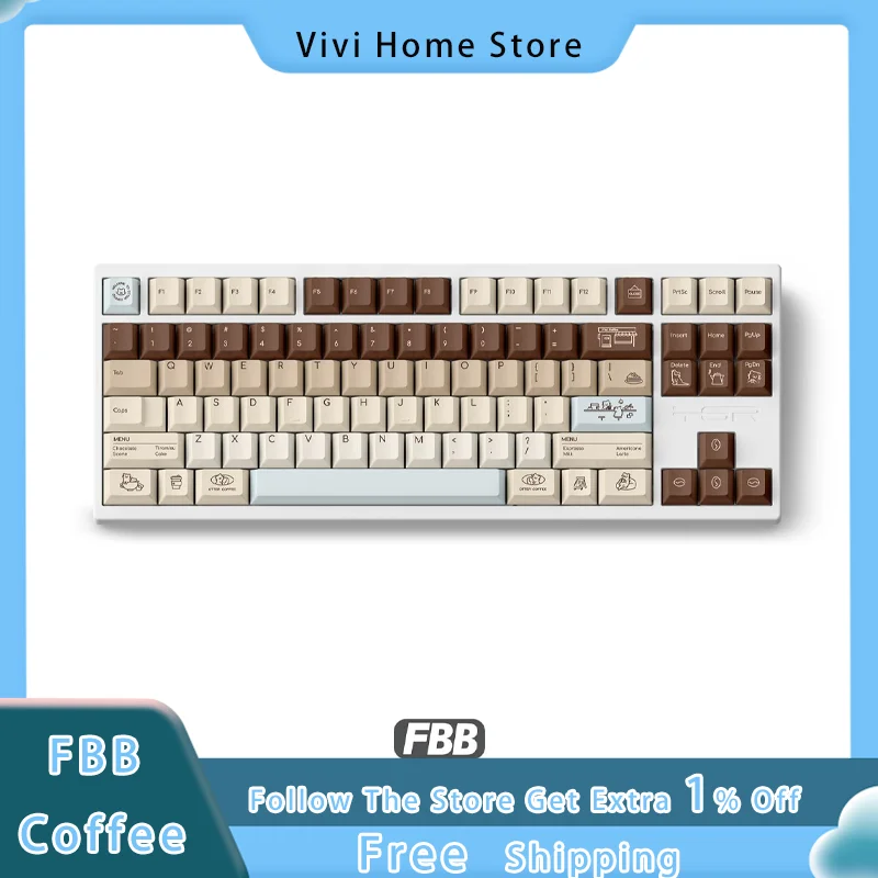 FBB Coffee Original Keycaps Thermal Sublimation PBT Keycaps Customized Mechanical Keyboard Keycaps