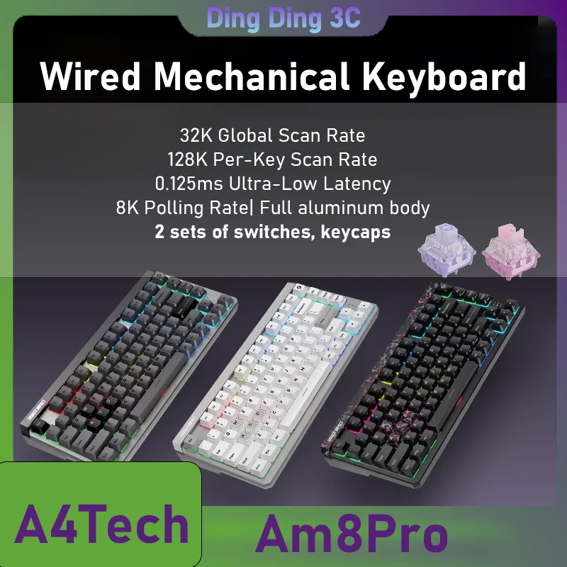 A4Tech Savage Impact Am8Pro Wired Magnetic Mechanical Keyboard Dual Pm Am Switches Hifi Sound For Esports Gaming Valorant