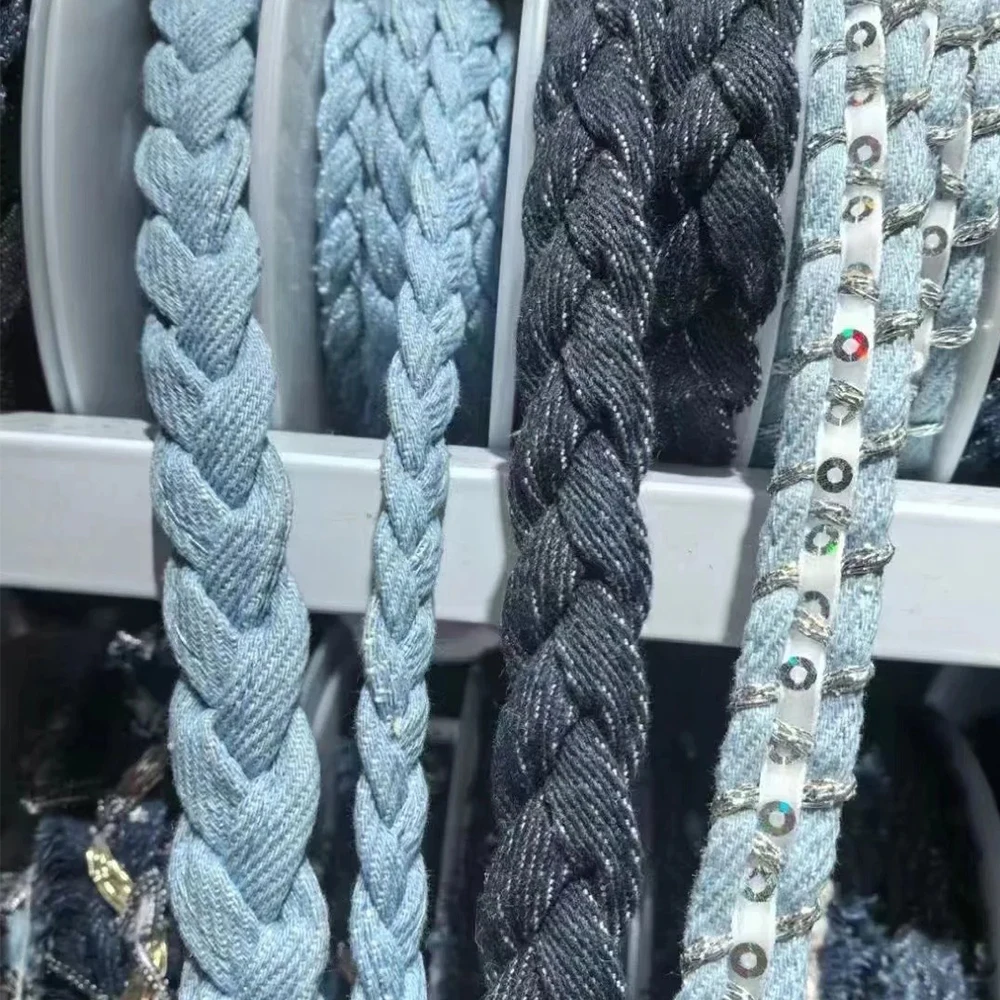 5 Meter Denim-Stoffseil 5mm Flachkordel Bastelzubehör Dekorationsband DIY Haarschmuck Schleife Armband Schmuckherstellung Kordelzubehör – Detail 6
