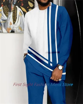 طقم ملابس أفريقيا للرجال ، بدلة رياضية ، تي شيرت بأكمام طويلة ، بنطلون ، زي ، ملابس الشارع ، بدلة مشي غير رسمية ، كبيرة الحجم ، 2