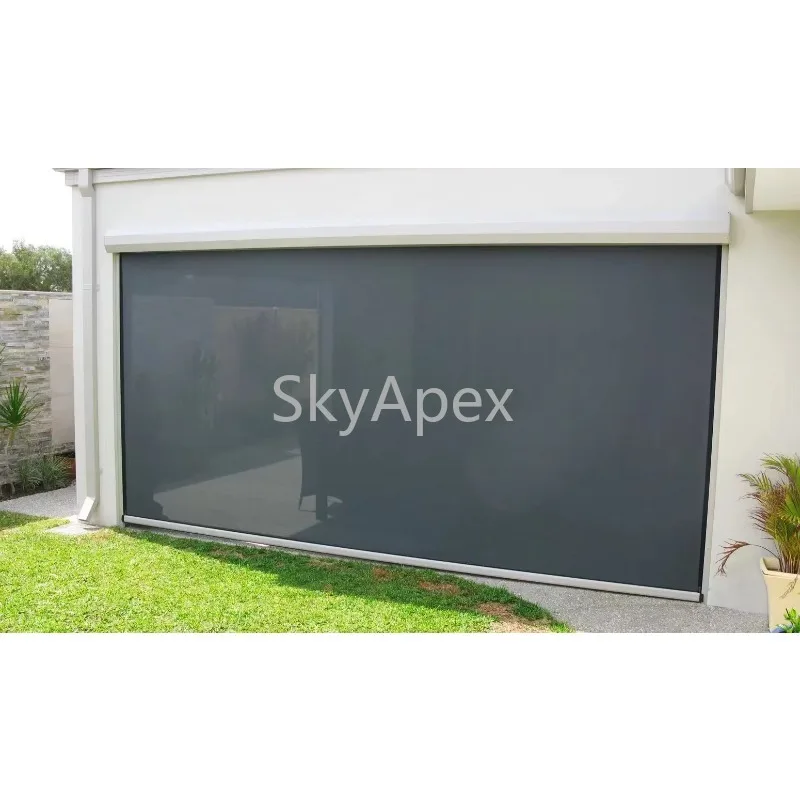 Custom Modern Electric Outdoor Awning Zip-Track Vertical Blinds Fabric Built-In Installation Pinhole Remote Blackout  For  Patio