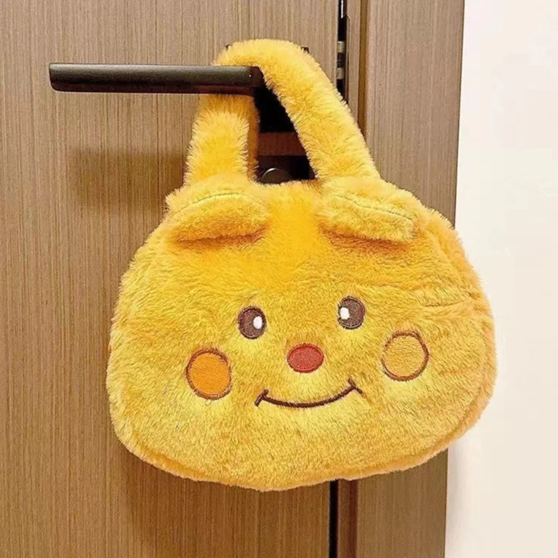 Cartoon Plush Purse Cartoon Handbag Comfortable Handheld Small Round Bag Storage Pouches For Fashionistas