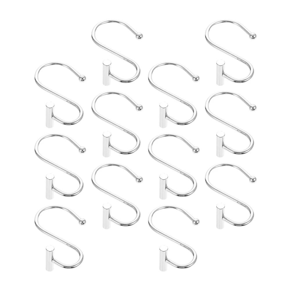 12 قطعة خطافات ستارة الحمام على شكل حرف T تنزلق بسلاسة لقضبان ستائر الدش ملحقات الحمام المصنوعة من خليط معدني