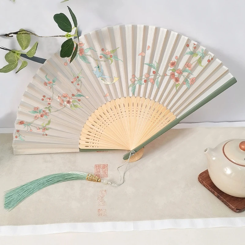 bamboo  Folding Fan Portable Summer Cooling ancient style  Daily Fan for Women Hanfu Cheongsam Lightweight Gift Chinese style