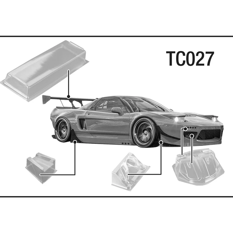 TC027 1/10 Pandem NSX Rc Racing Car Toys, Wide Body 200mm, Transparent Car Shell With Lamp Cup