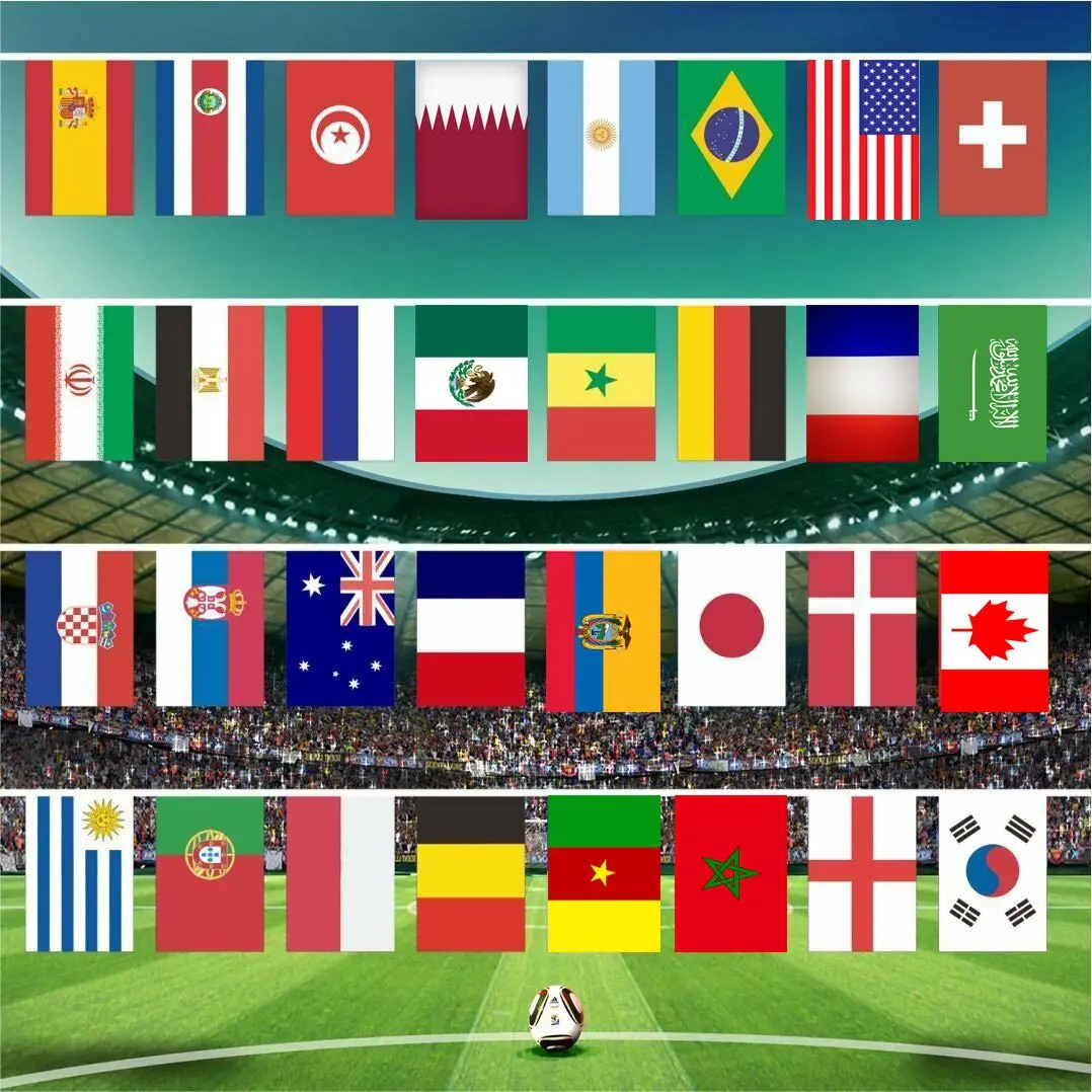 32 Countries String Flag Sports Cup flag 14cmx21cm and 20x30cm String flag for Hanging bar decoration string For Grand Opening
