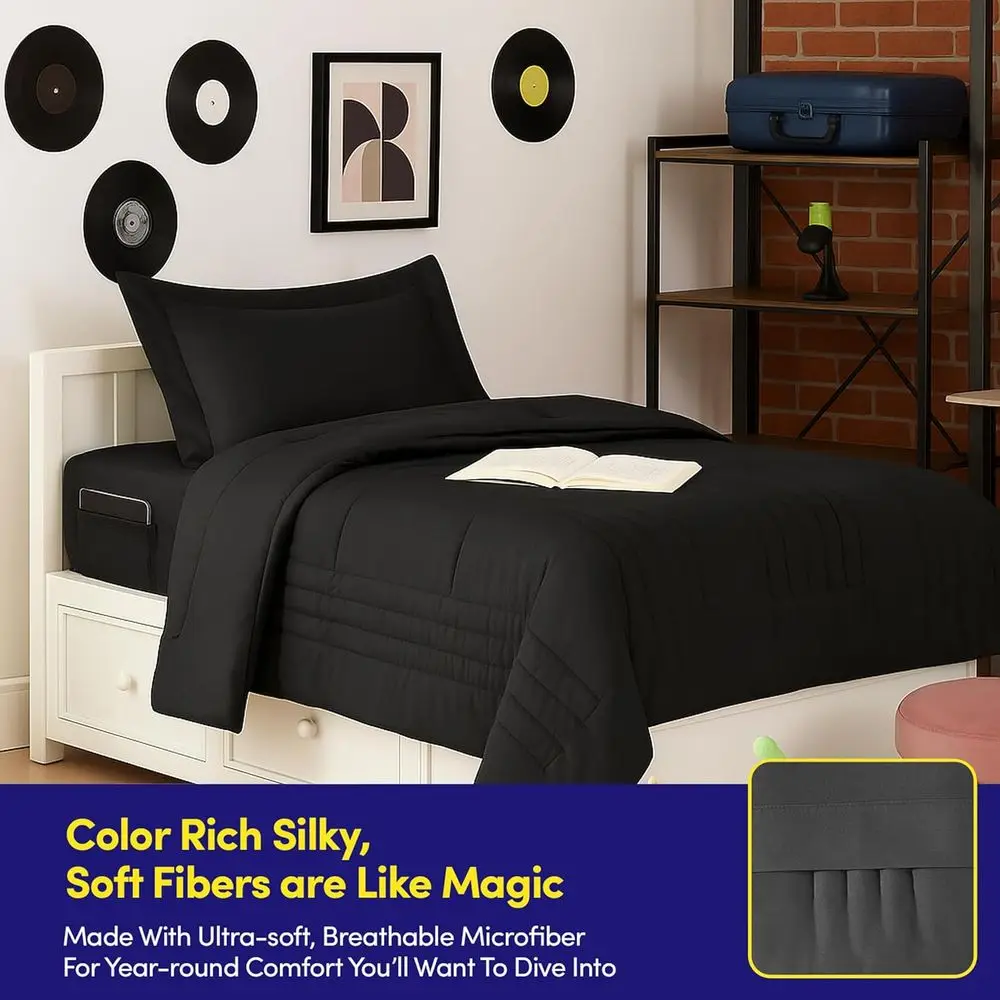 Dorm Room Essentials Twin XL Comforter Set Bedding - College Bundle with Comforter, Mattress Protector & Sheets with Pockets on