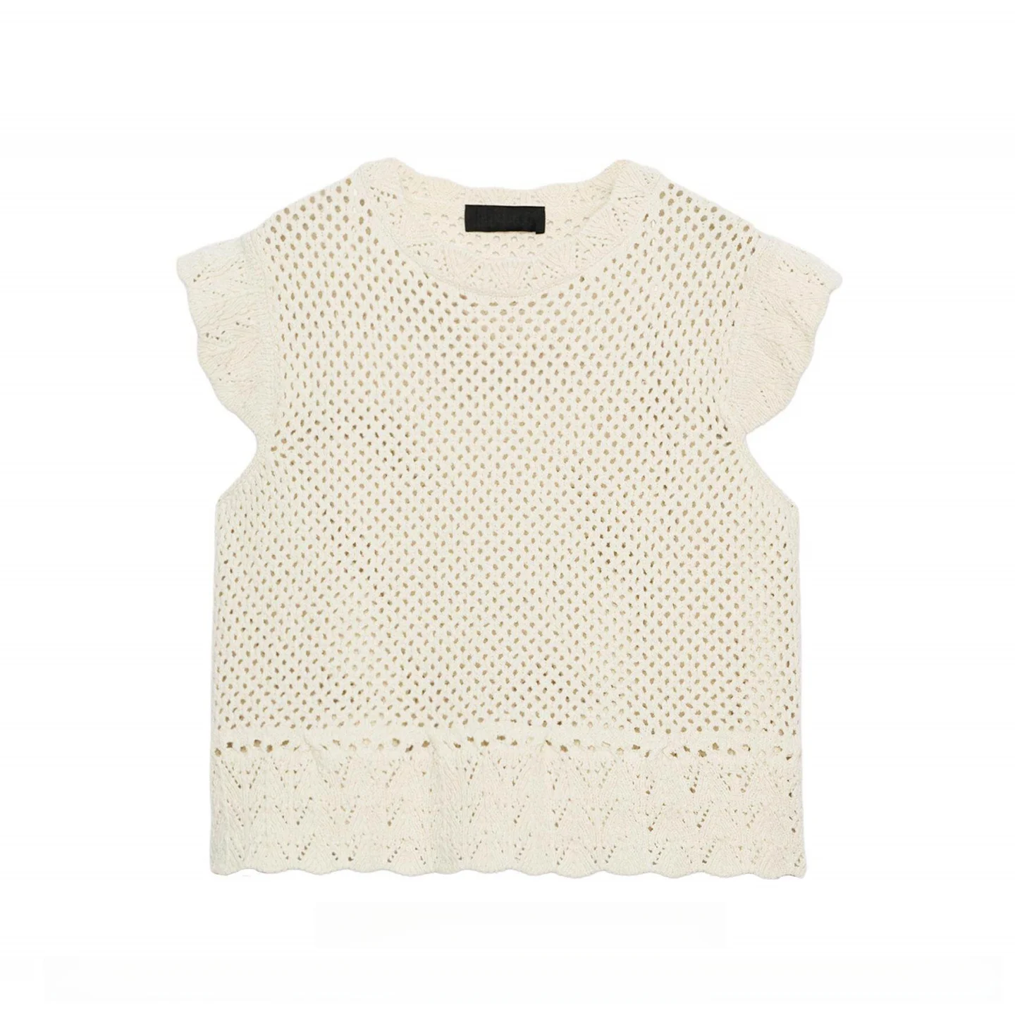 Summer 2026 Women's Casual Knitted Hollow out Sleeveless round Neck Fashion Top Cotton Blend Comfortable Fit Overhead Style