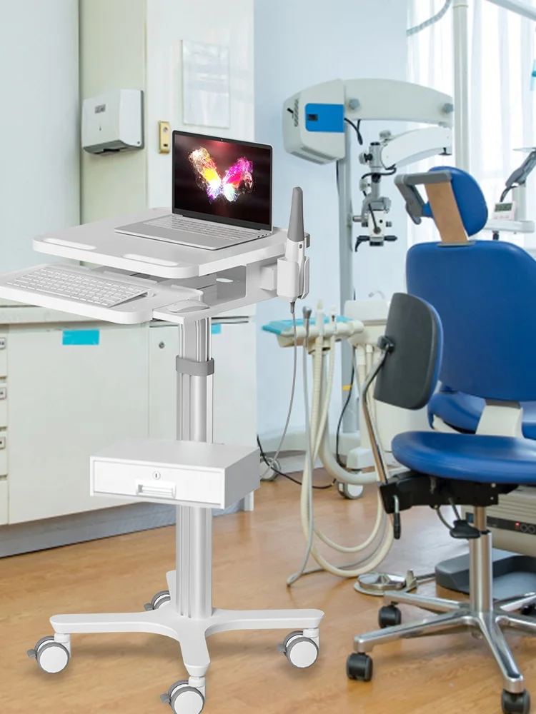 Carro de enfermería móvil para ordenador portátil, escáner Oral de clínica hospitalaria de aleación de aluminio de aviación de plástico ABS
