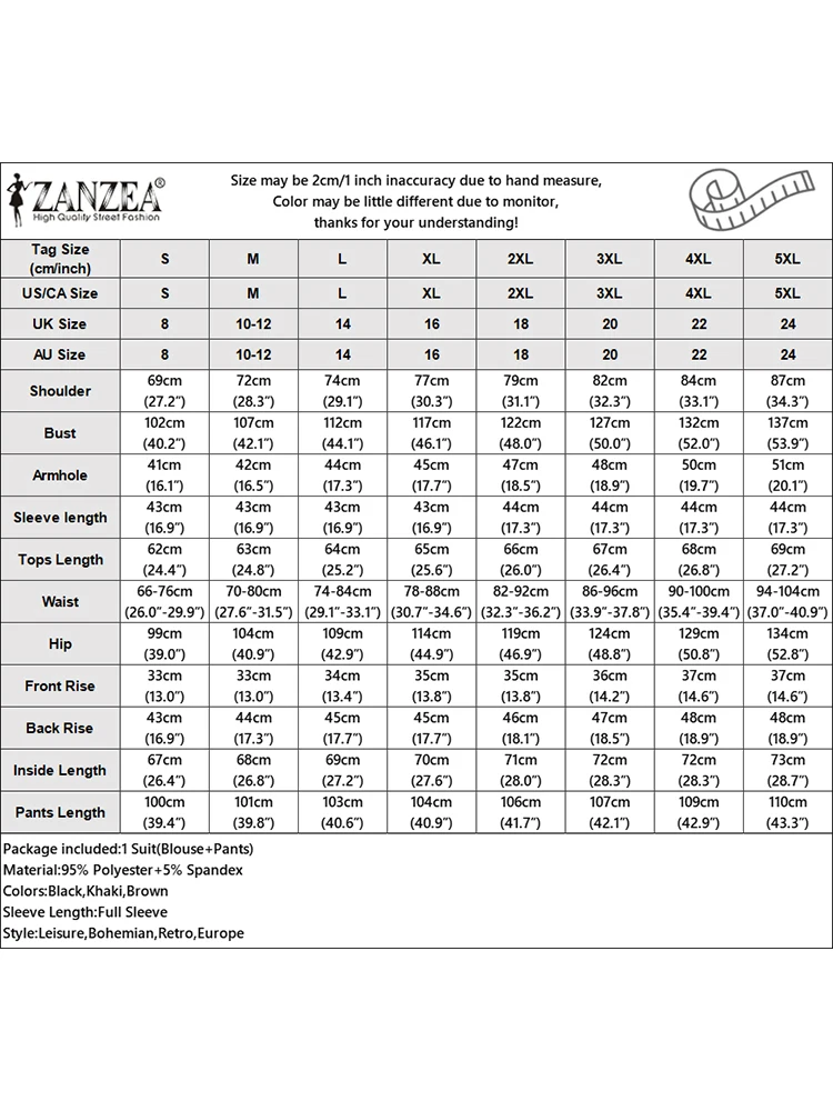 ZANZEA-Costumes décontractés à manches longues pour femmes, ensembles de pantalons larges en Y, surintendant ser, ensembles monochromes, mode de lit deau, automne et hiver 2024, 2 pièces