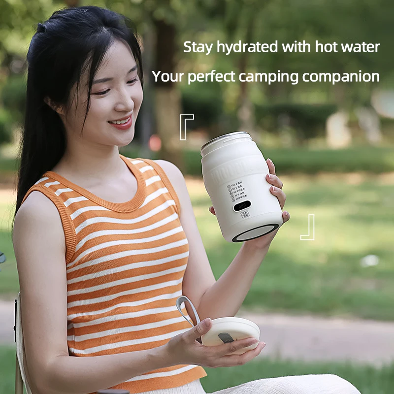 500ml 304 스테인리스 스틸 전기 가열 컵, 정밀 온도 조절 기능이 있는 다기능 차량 및 여행용 물 끓이는 컵
