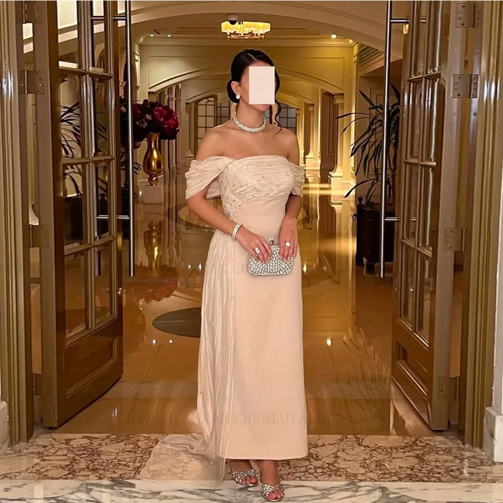 

MOLISA платья для выпускного вечера без рукавов без бретелек по индивидуальному заказу, плиссированные вечерние платья до щиколотки с бисером, платья de novia