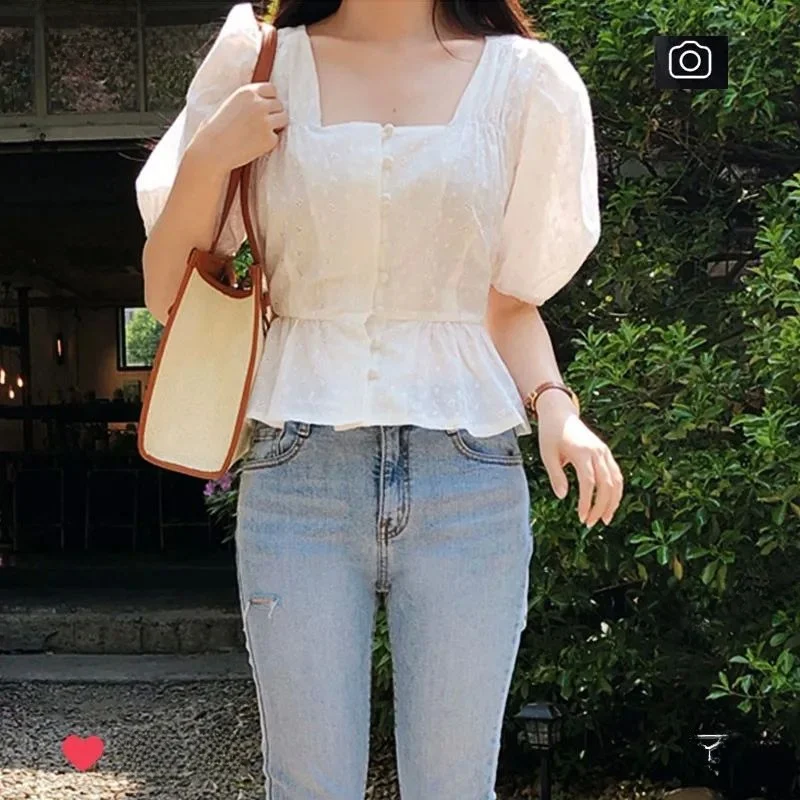 

Cute Chic Embroidery Women's irt Summer Korea Japan Sle Hotops Ladies Faionable Top Quali Material 00% Other