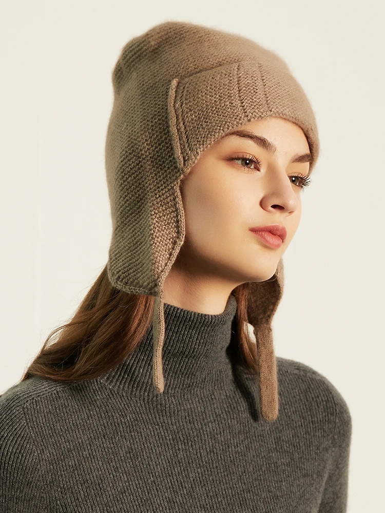 Adult Winter Versatile Warm Hats 100% Cashmere Hats Women Hats Ear Protection Flying Hats Men Cap Unisex Knit Outdoor Headgear