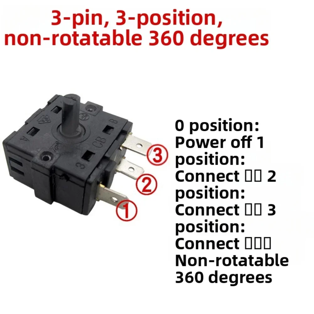 Temperature Control Switch with Rotary Remote Head for Space Heater Fans Compatible with Multiple Pin Settings