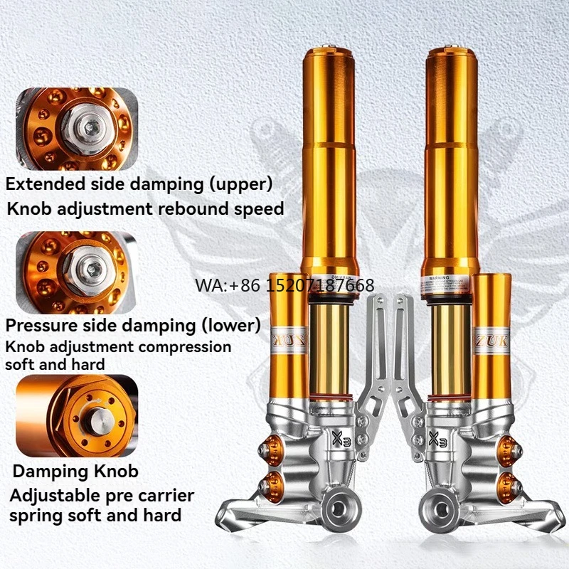 X3 New Inverted Front Shock Absorber for Cygnus X Motorcycle Nitrogen Cylinder Adjustable Damping Shock Absorber