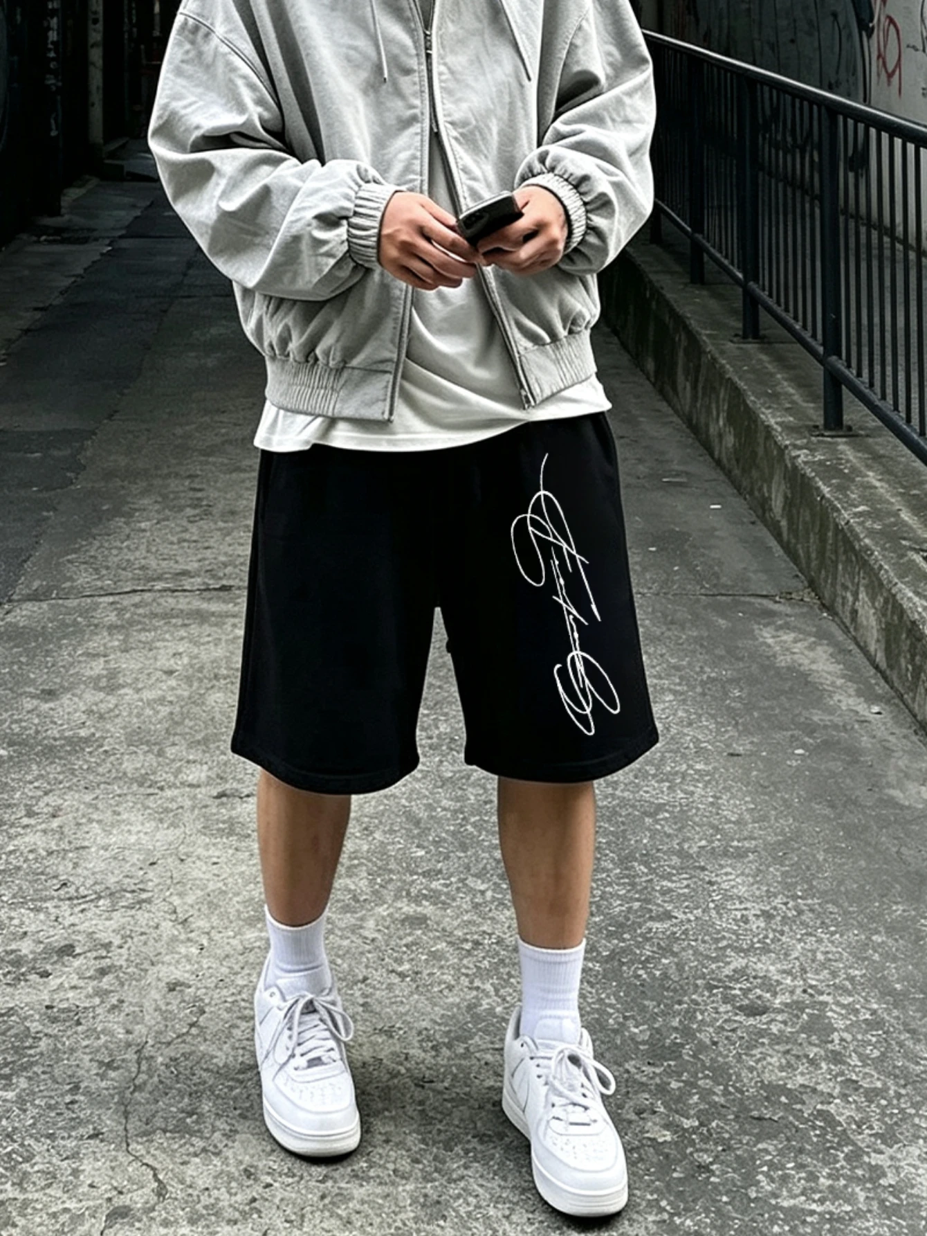 Polyester and Velvet Personalized Shorts 2026 Men'S Street Freedom Signature Font Pentagram Pants Men and Women Same Style
