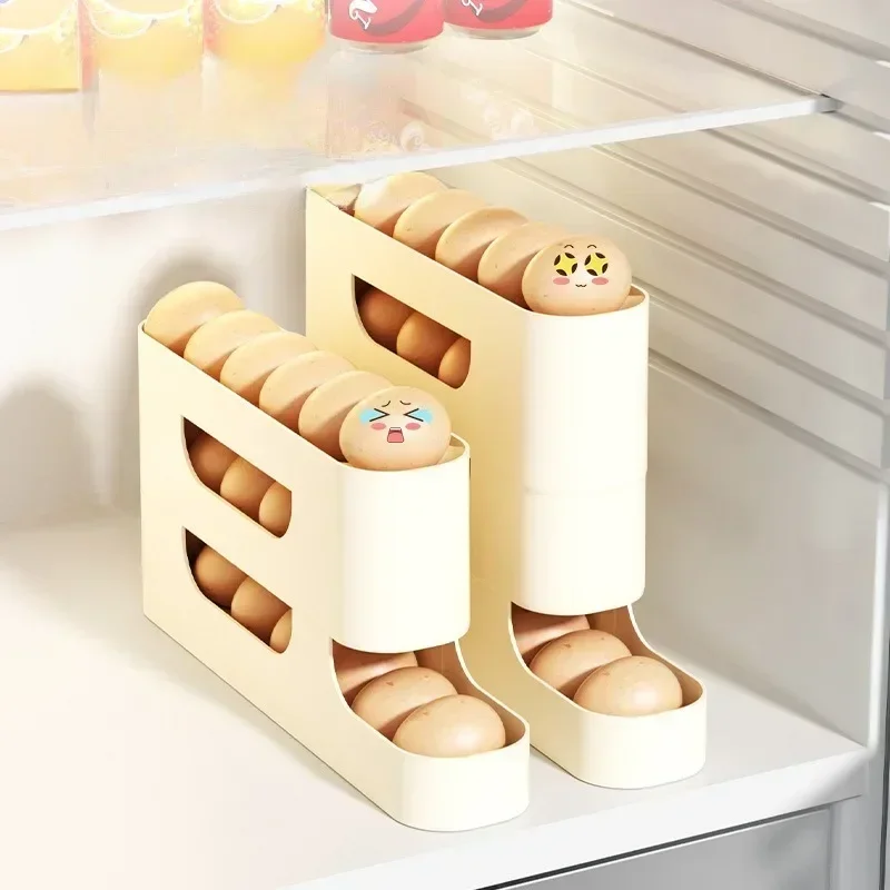 Automatic Egg Rolling Machine, 4-Layer Slide Egg Storage Box, Ladder Style, Large Capacity, Kitchen storage supplies