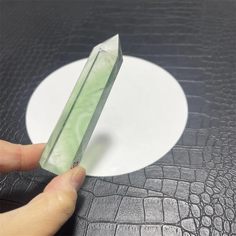 Crystal Natural Green Fluorite Tower Point Healing Feng Shui Wiccan Sacrifice Wand Stone Quartz Energy Reiki Home Decoration
