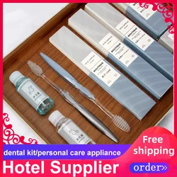 Free Shipping Morden High End Quality Hotel Suppliers Wholesale Dental Kit Personal Care Bath Gel Shower Cap Shampoo Slippers