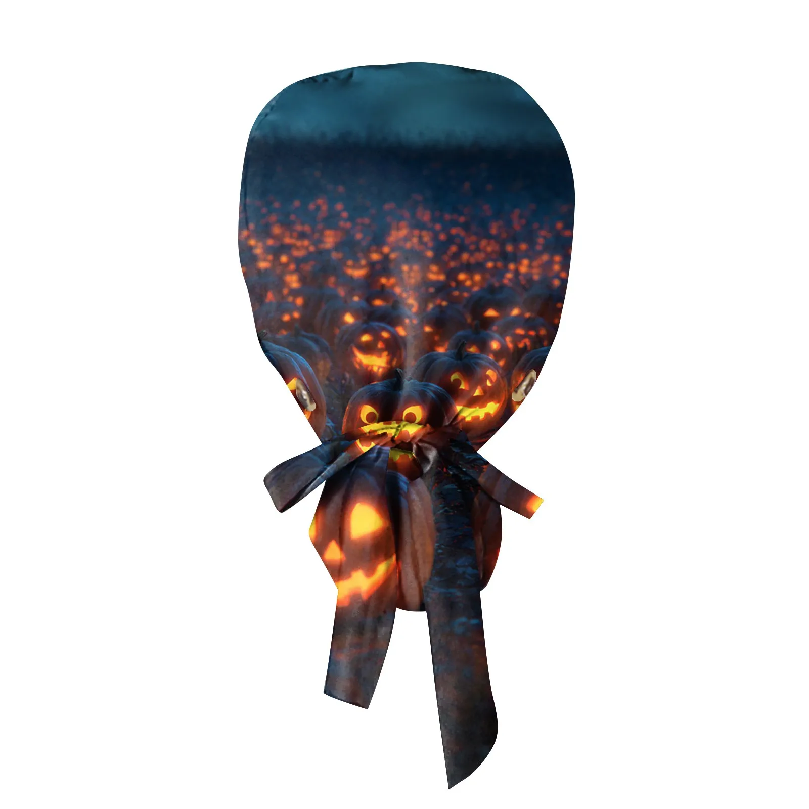 ハロウィンプリント医療スクラブキャップナース手術帽子綿タイバックストラップ病院獣医医師歯科医スカルキャップ